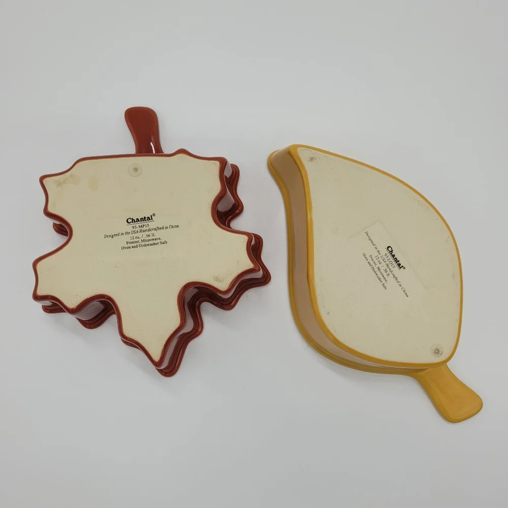 Chantal Leaf Bakeware Tabletop Decor Set Of 2 Leaves Yellow Rust Fall Autumn